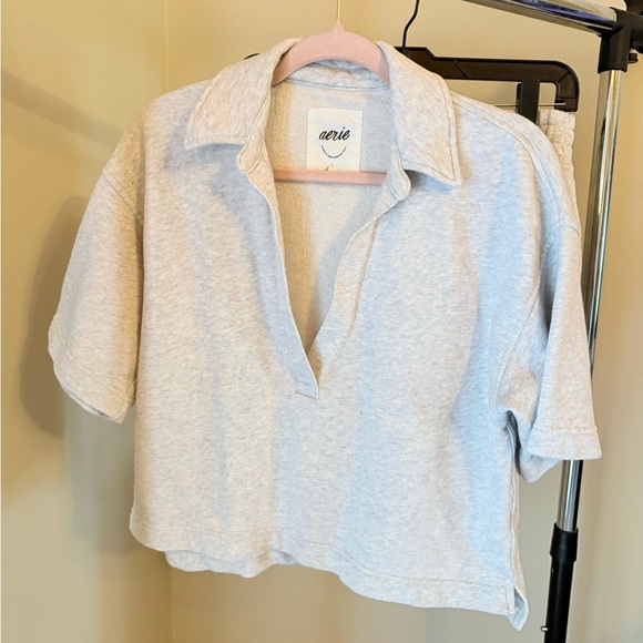 Aerie Women's Light Gray athleisure top with matching skirt - Picture 1 of 4